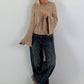 Weicher Pullover mit stylischen Trompetenärmeln - camel