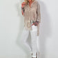 Silk blouse with terry applications - beige