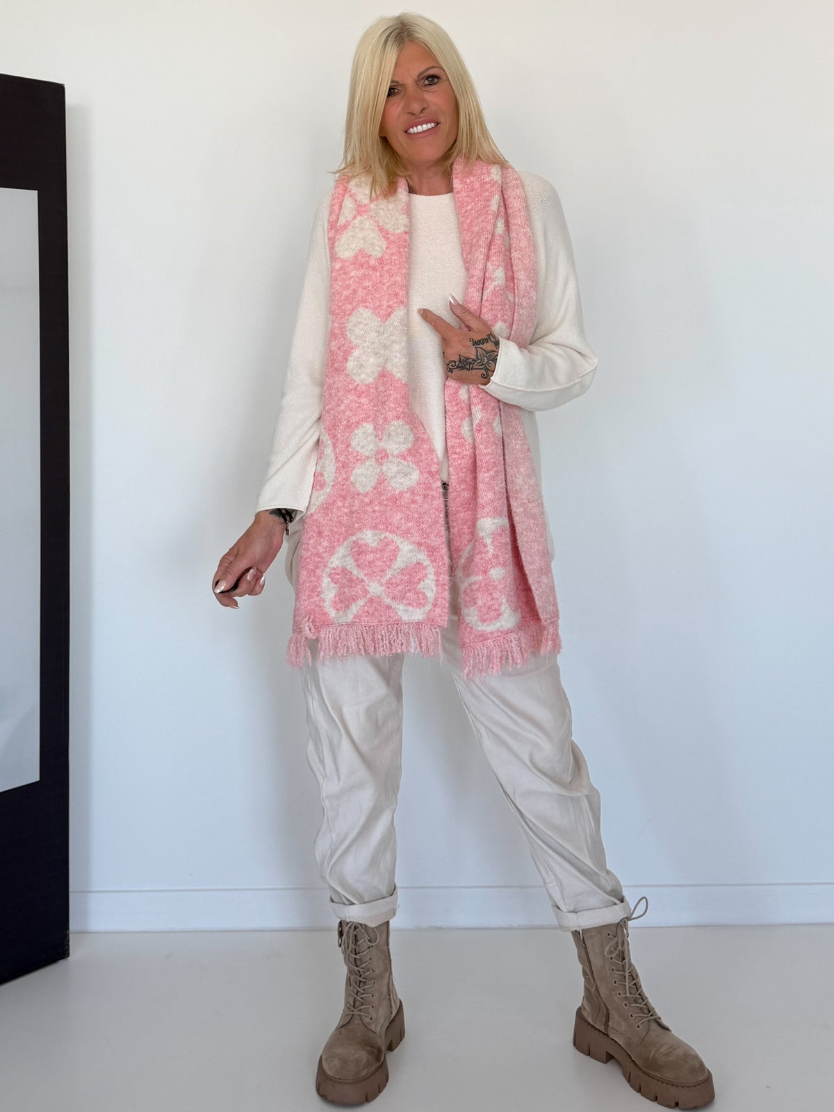 Kuscheliger Schal - rosa-beige
