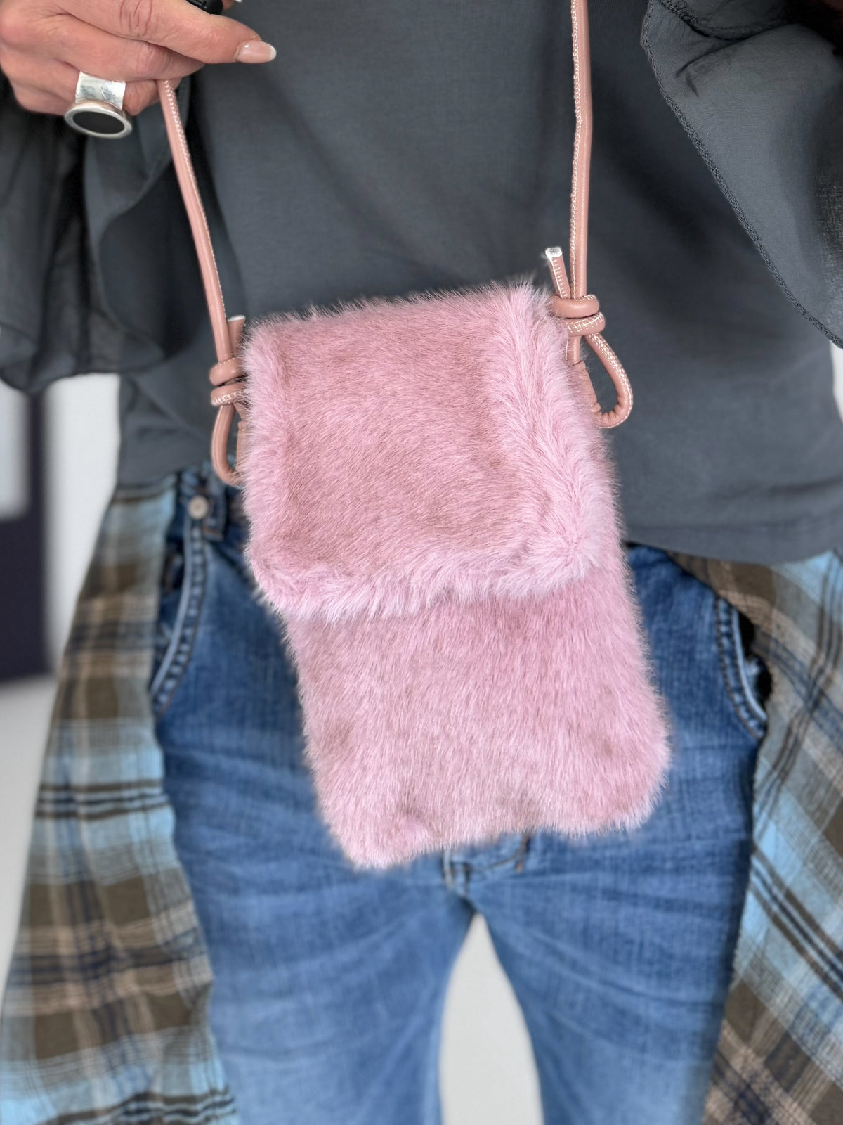 Kleine Felltasche / Phone Bag - rosa