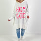 Oversized Hoodie Modell "Holy Chic" - weiss-neonpink