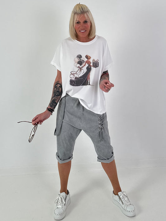 T-Shirt Woman mit Strassdetails - weiss