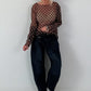 Mesh Shirt mit Punkten - mokka