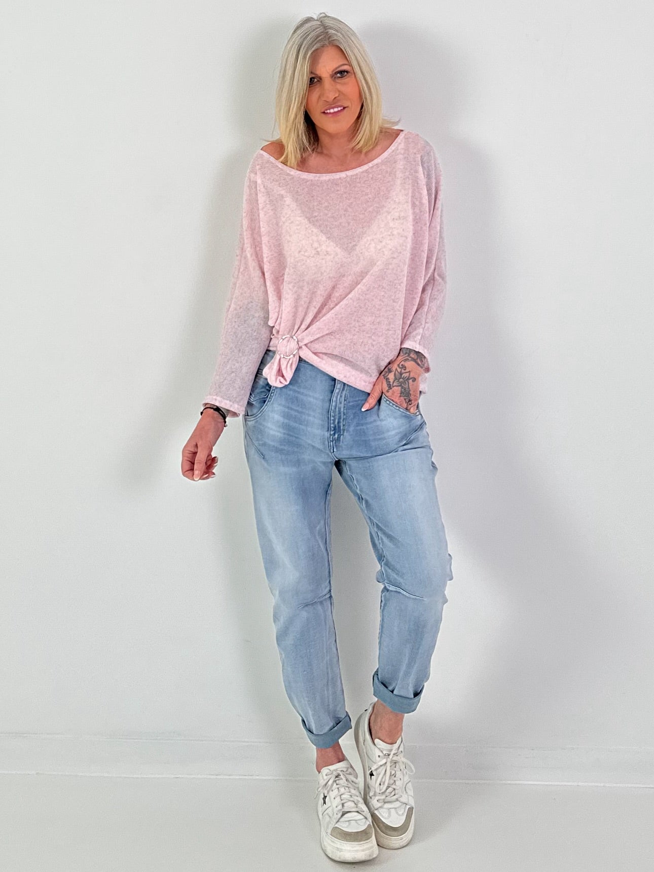 Leichter Oversized Pullover - rosa