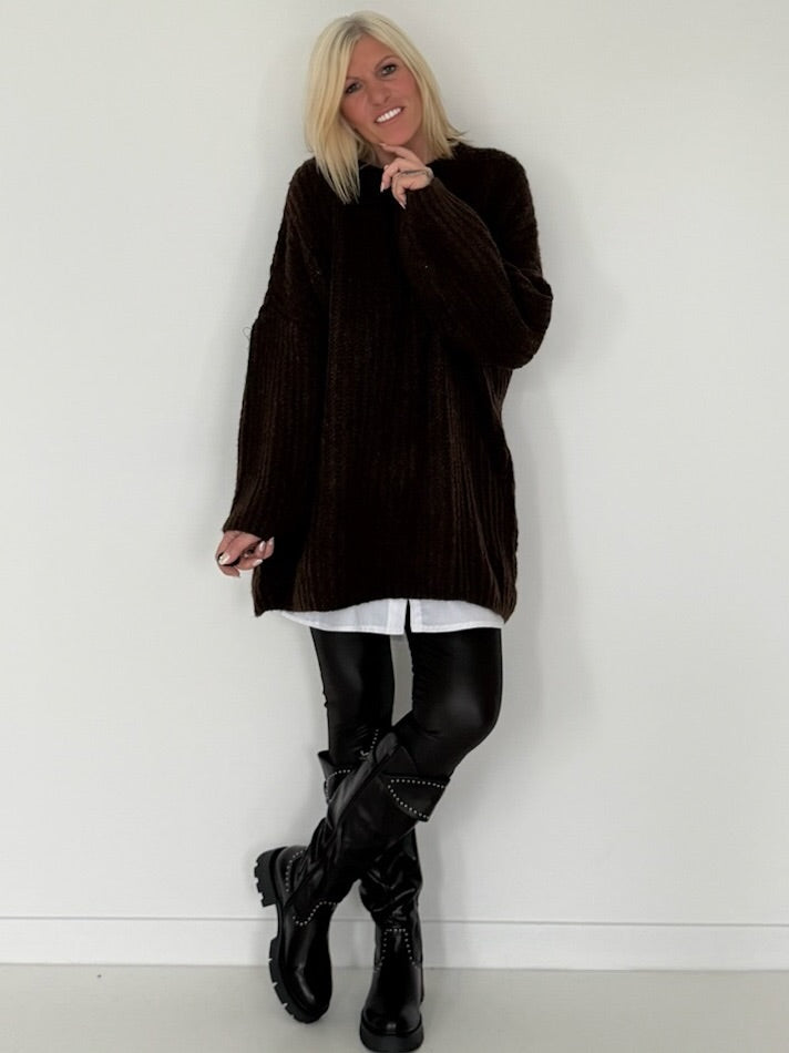 Rippstrickpullover -chocolate