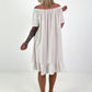 Kleid mit kurzen Ärmeln und Volant - beige