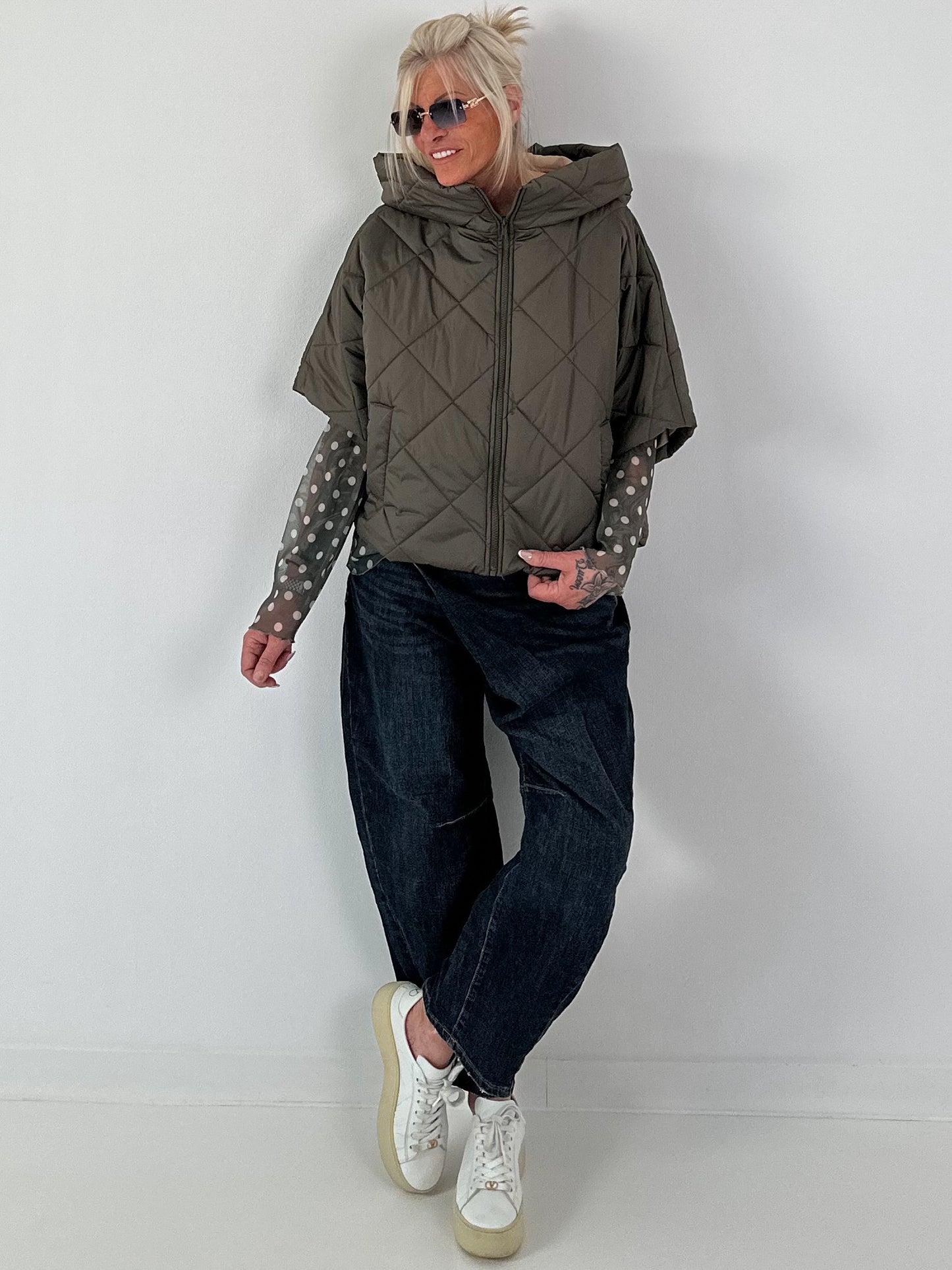 Jacket with XL collar and hood - olive