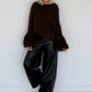 Kuschliger Pullover mit Fransen-Details - mokka