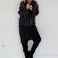 Jacke in Lederoptik mit Cut-Out Muster - schwarz-camel