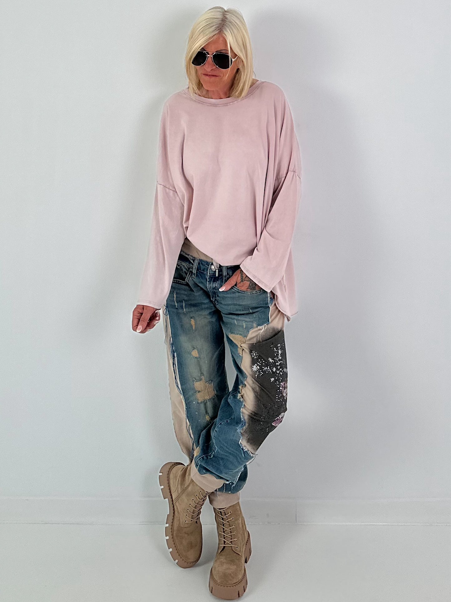 Oversized Shirt stone washed - rosa