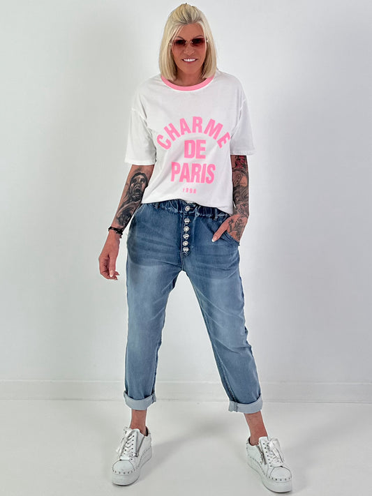 T-Shirt Charme - white-pink