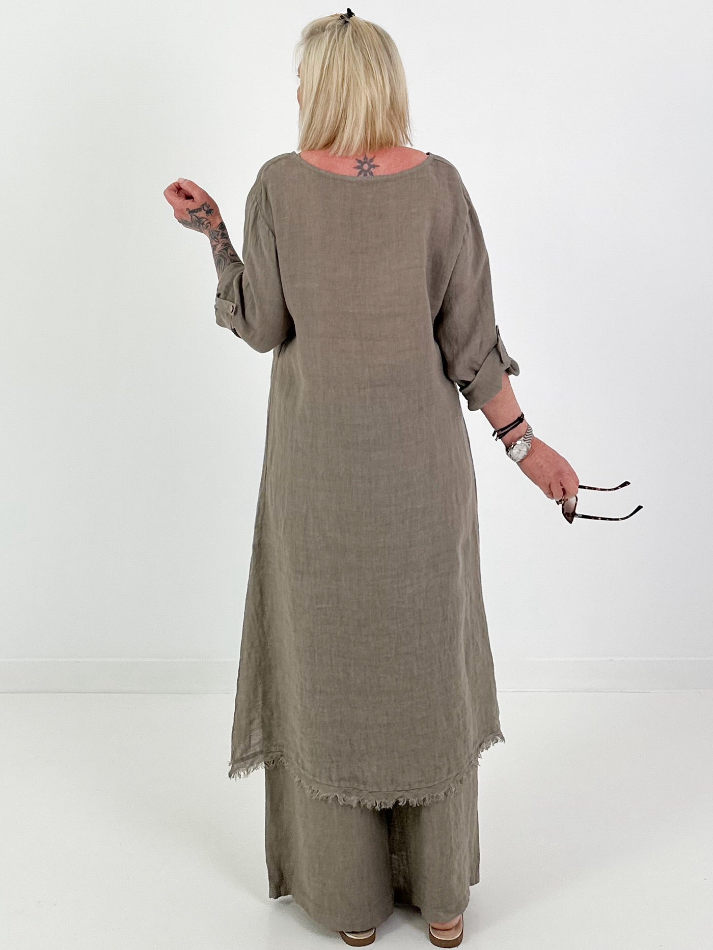 Two-piece linen set - taupe