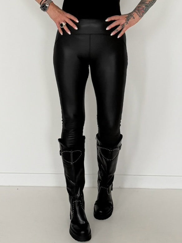 Vegane Lederleggings - schwarz