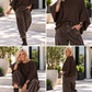 Sweater with turned-up sleeves - mocha