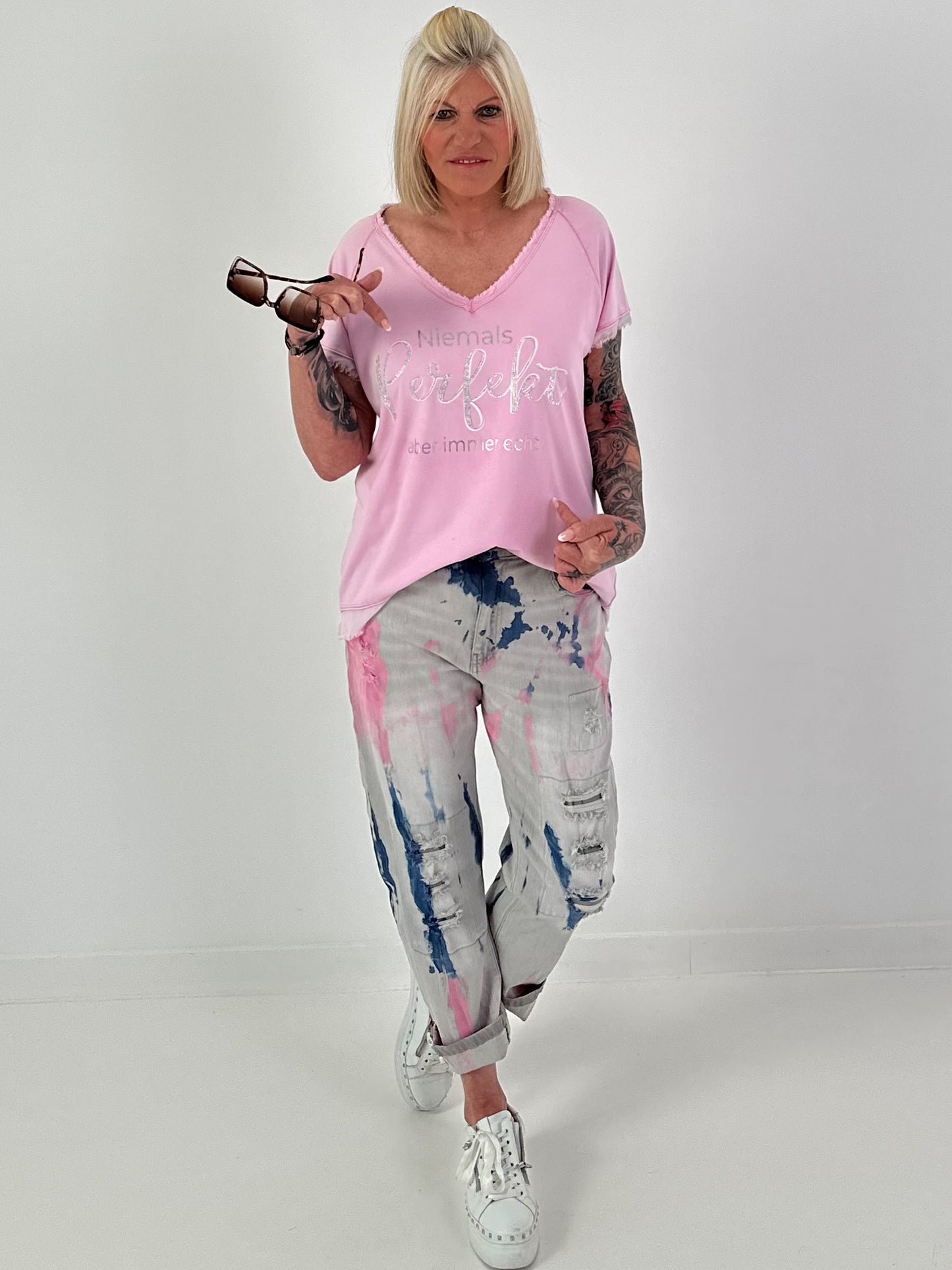 T-shirt with statement print - pink