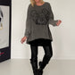 Oversized Shirt mit Paillettenprint - stone-washed-schwarz