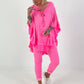Muslin Tunic with Ruffles - neon pink