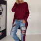 Jogg-Jeans im Used Look Love & Rock - denim-burgundi