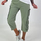 Trousers with eyelet details - khaki
