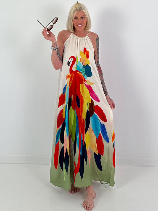 Kleid mit Print und Farbverlauf - khaki-mehrfarbig