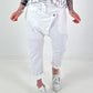 Baggy Hose mit Doppelbund - weiss