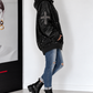 Jacke im Materialmix mit Pailletten und Strasskreuz - schwarz