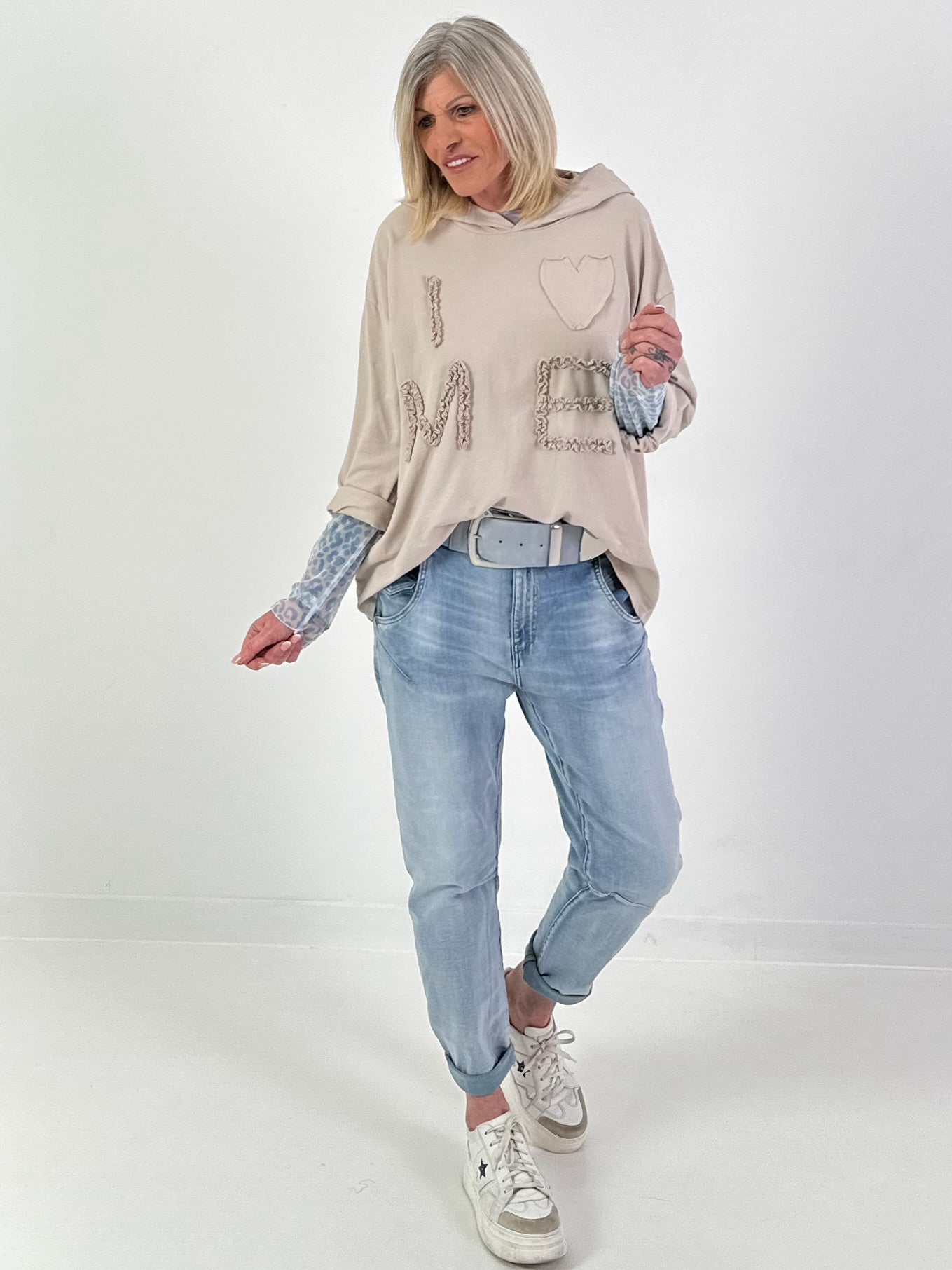 Hoodie I LOVE ME - beige