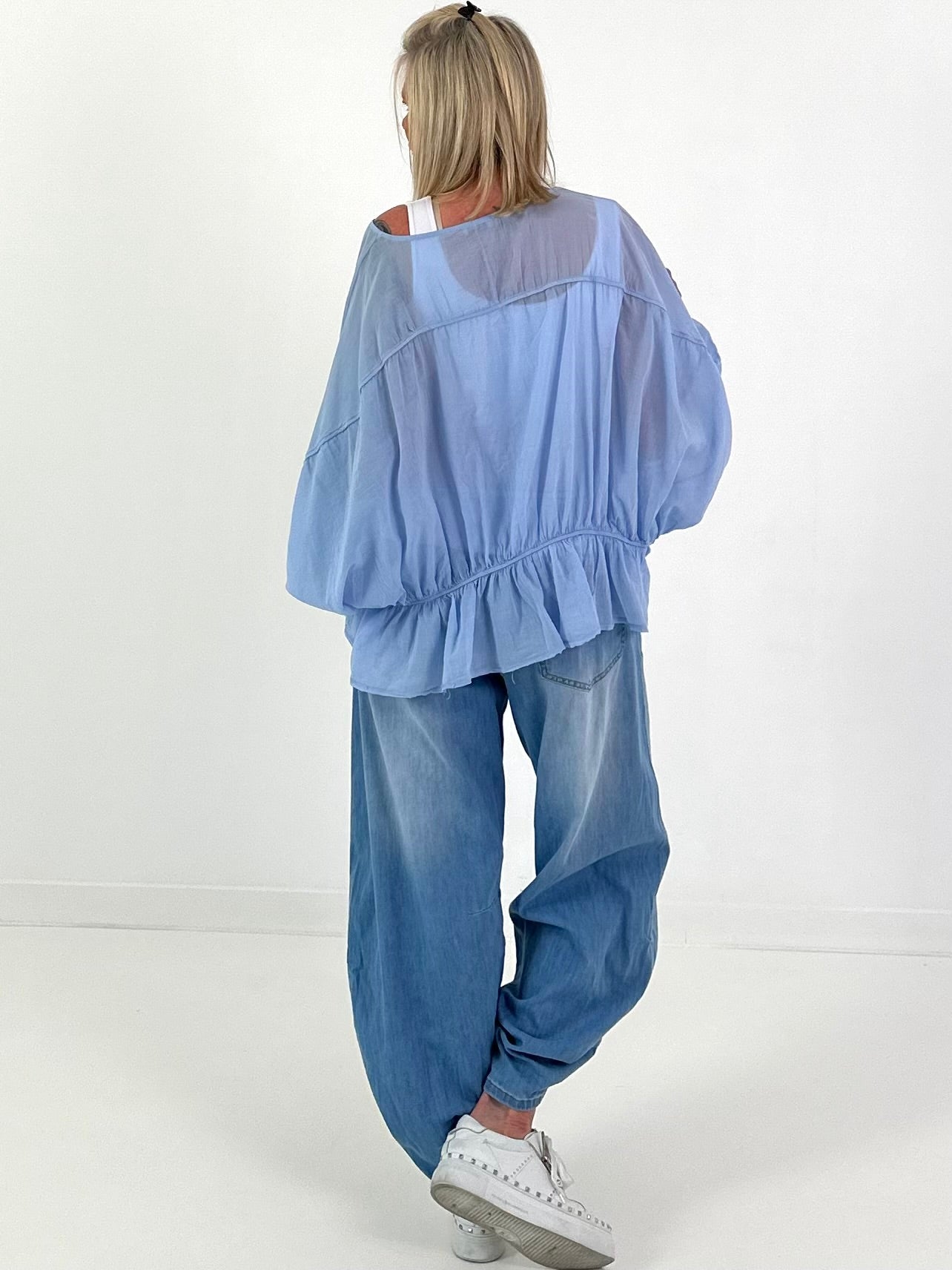 Tunic with Flounce Hem - Light Blue