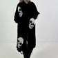 Oversized Strickmantel mit Kapuze Modell "Skull" - schwarz-weiss ( lieferbar ab ca. 13.12.25)