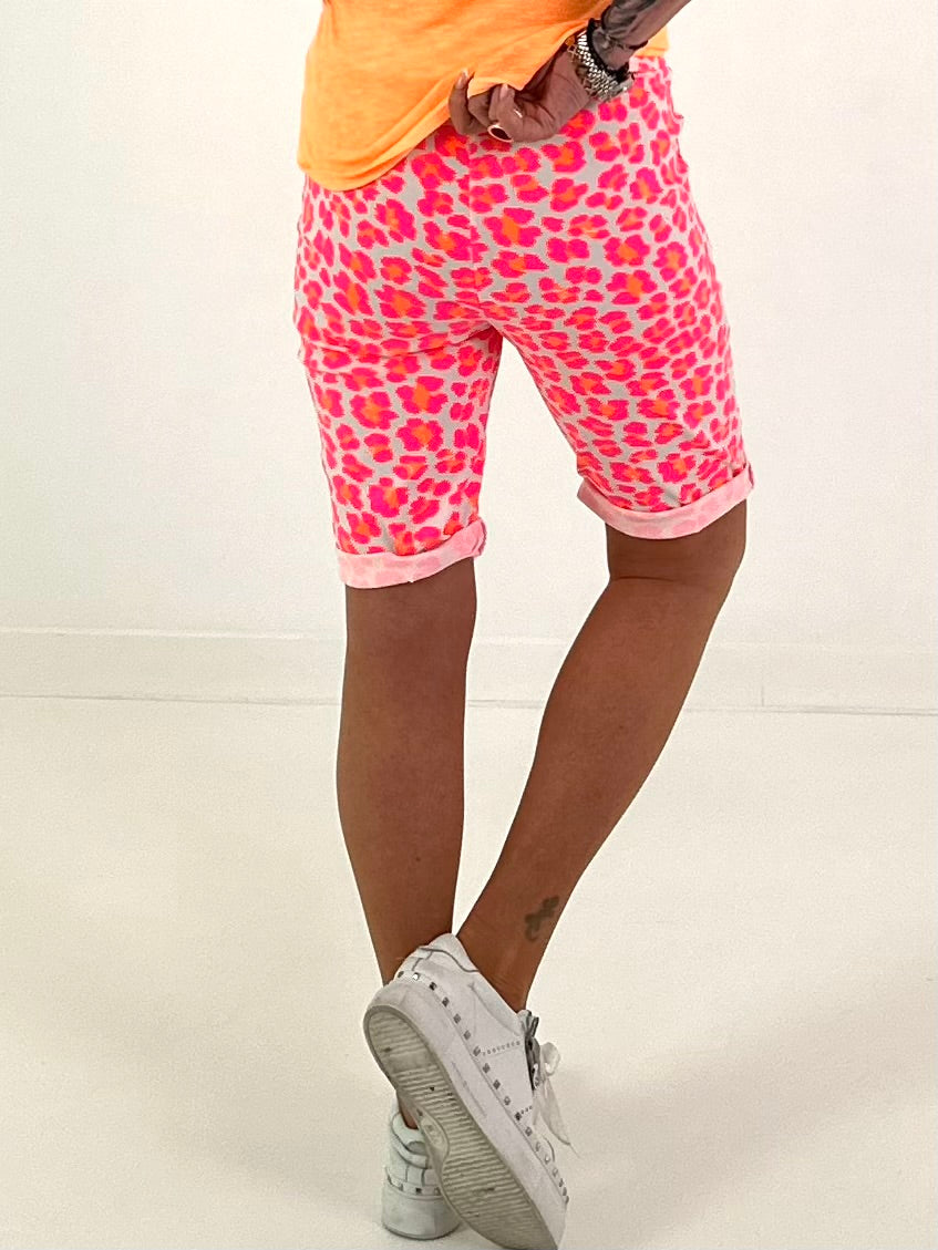 Kurze Hose Leo - neonpink-neonorange-weiss