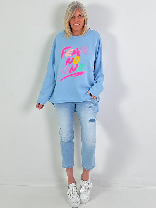 Sweater Modell "Fear no one" - hellblau