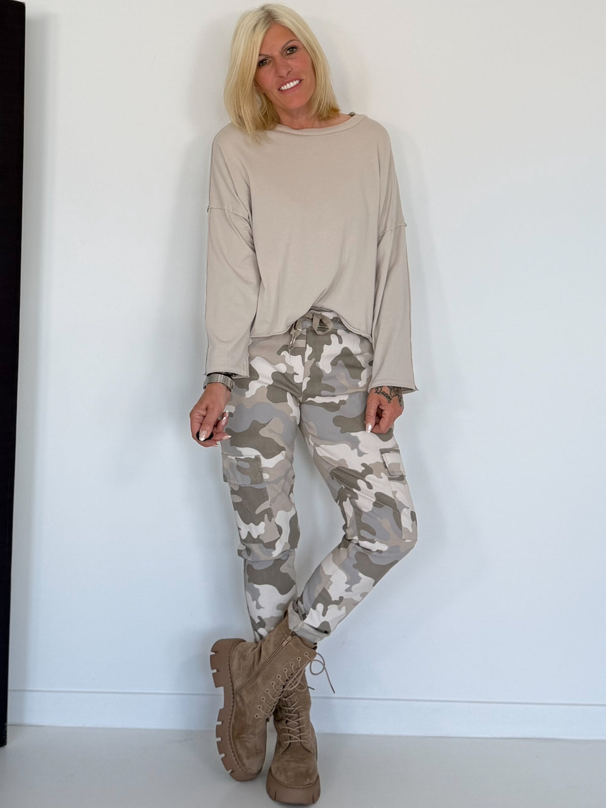 Kastiges Shirt - beige