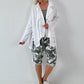 Fancy linen jacket with side lacing - white
