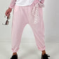 Baggy pants with decorative scarf - pink