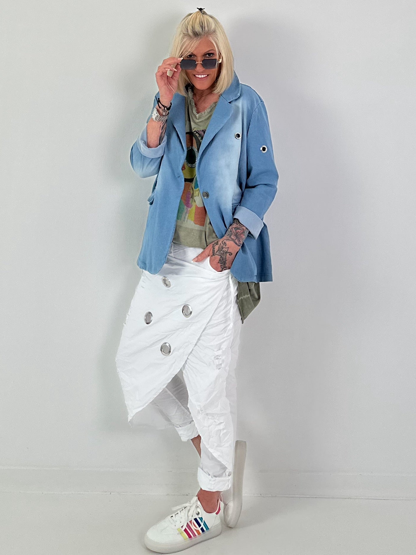 Oversized Shirt with Front Print - Khaki