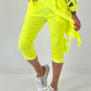 Capri Hose mit Bindeband - neongelb