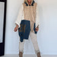 Asymmetrische Oversized Jacke im Materialmix - beige-ecru-denim