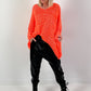 Grof gebreide trui model "Mellow Mix" - neon oranje