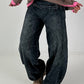Lässige Wide Leg Jeans mit besonderen Nähten - used black