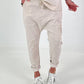 Baggy broek met statement patch - beige