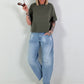 T-shirt with seam details - khaki