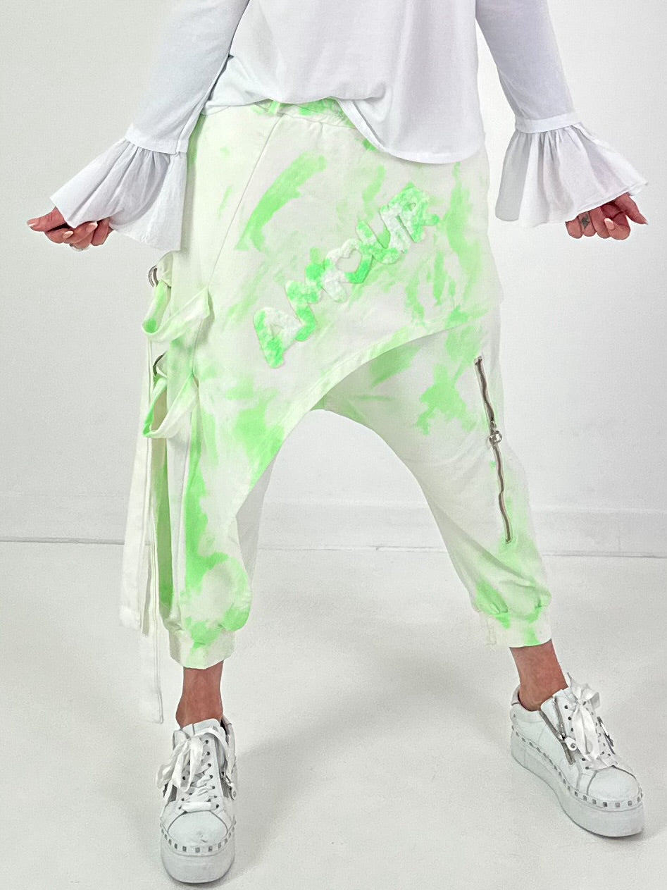 Batik-Baggy Amour - weiss-neongrün