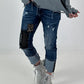 Destroyed Jeans mit aufwendigen Details - denim