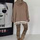Oversized Hoodie Kopf Aus, Herz An! - taupe