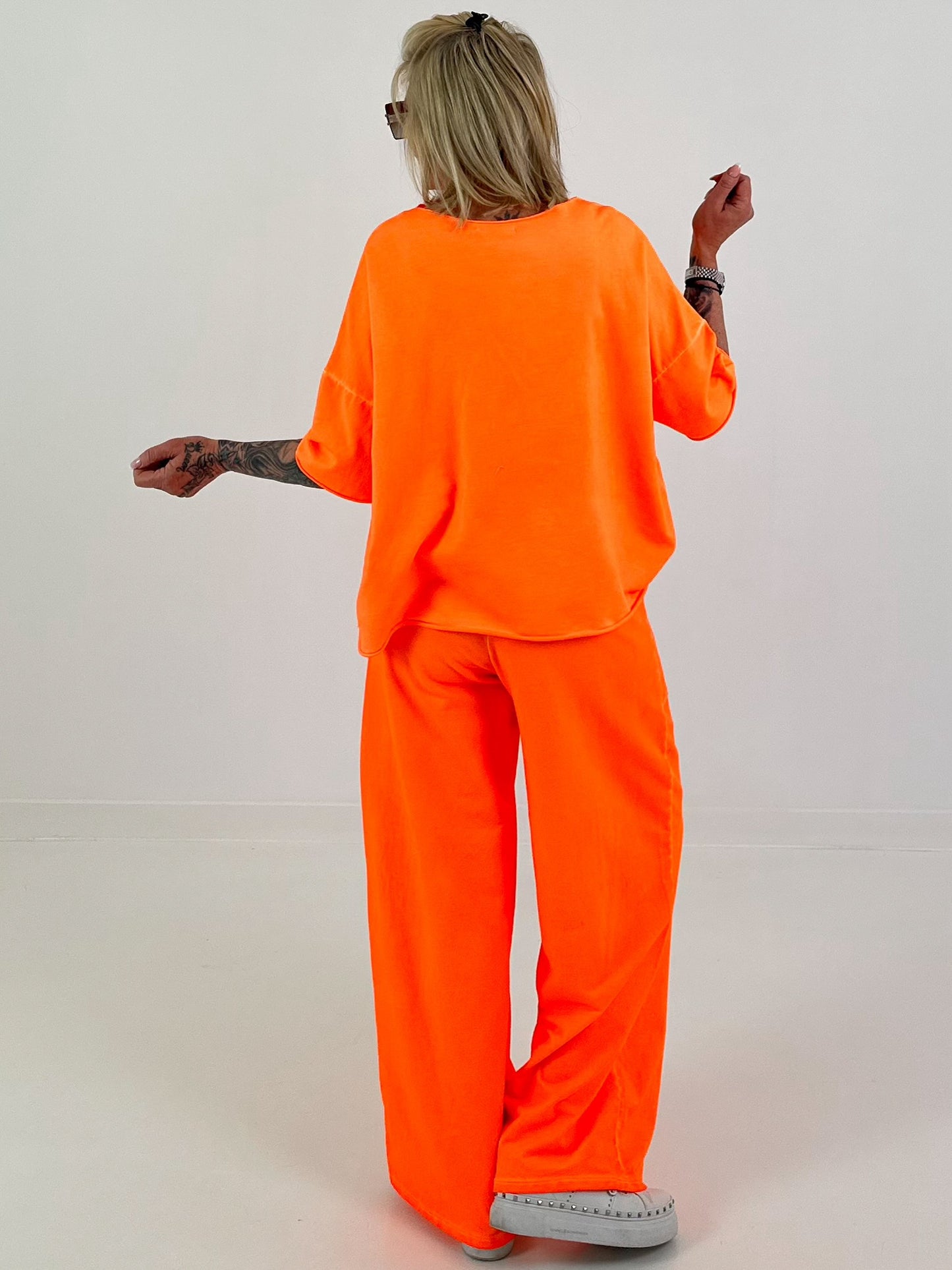 Short-sleeve sweater - neon orange