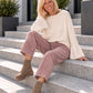 Sweater mit Trompetenärmeln - beige