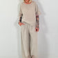 Leinen Shirt mit kurzen Ärmeln - beige