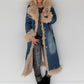 Jeansmantel mit Fell- denim