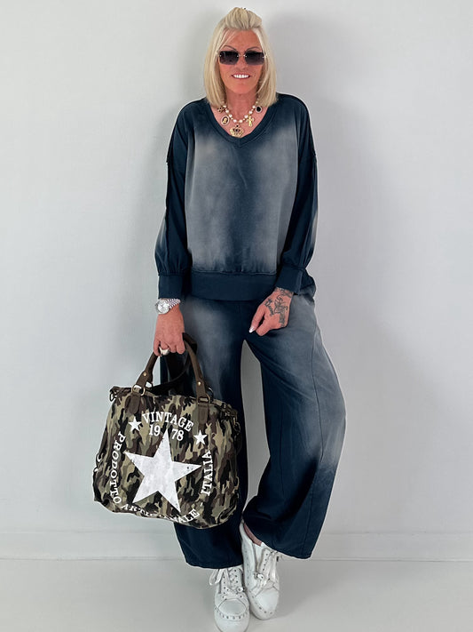 Lässiges Sweatshirt im Used-Look - marine
