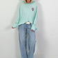 Oversized hoodie with lace hood - mint